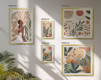 Poliptih v okvirju Boho stil z rastlinsko figuro