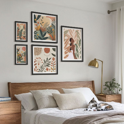 Poliptih v okvirju Boho stil z rastlinsko figuro