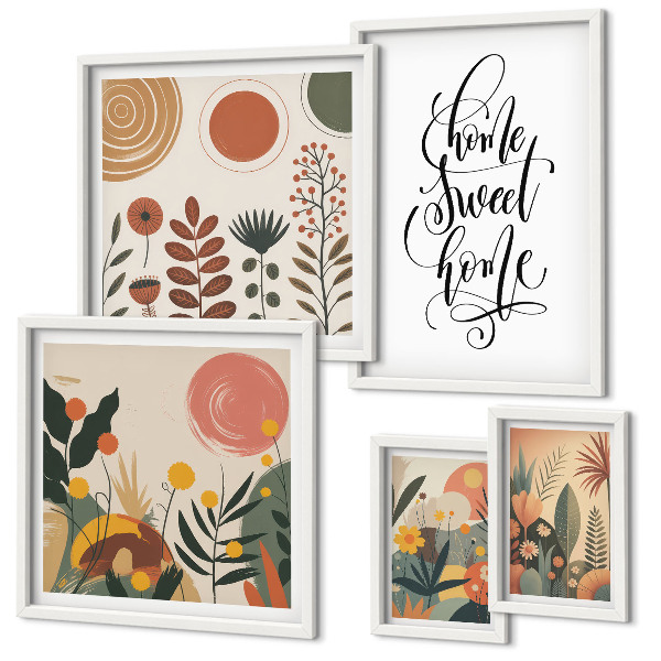 Set 5 slik v okvirju Elegantne rastlinske dekoracije
