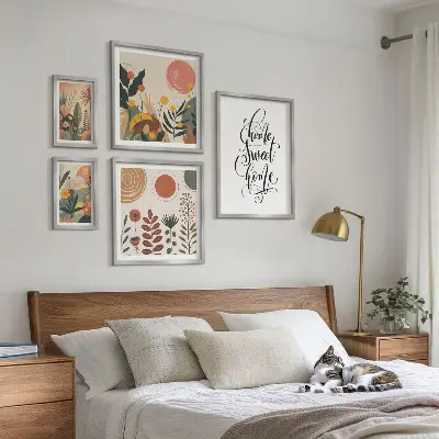 Elegantne rastlinske dekoracije komplet 5 slik v okvirju