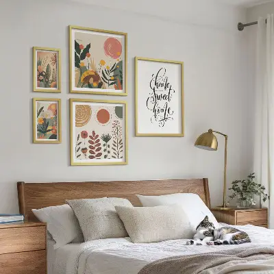 Elegantne rastlinske dekoracije komplet 5 slik v okvirju