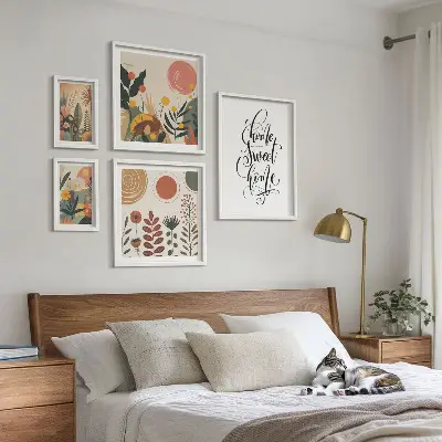 Elegantne rastlinske dekoracije komplet 5 slik v okvirju