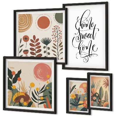 Set 5 slik v okvirju Elegantne rastlinske dekoracije