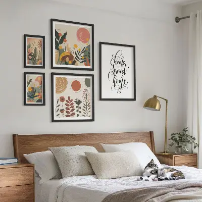 Elegantne rastlinske dekoracije komplet 5 slik v okvirju