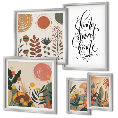 Set 5 slik v okvirju Elegantne rastlinske dekoracije