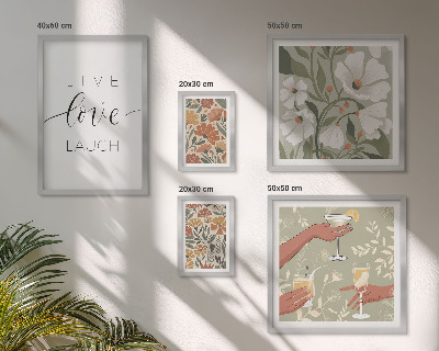 Komplet ujemajočih se slik Elegantni slogani s cvetličnimi grafikami