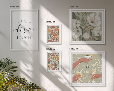 Komplet ujemajočih se slik Elegantni slogani s cvetličnimi grafikami