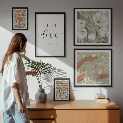 Komplet ujemajočih se slik Elegantni slogani s cvetličnimi grafikami