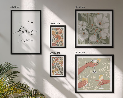 Komplet ujemajočih se slik Elegantni slogani s cvetličnimi grafikami