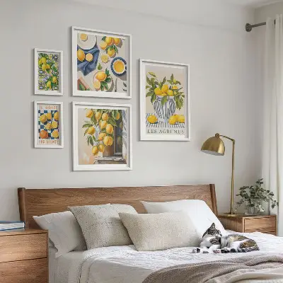 Komplet 5 slik v okvirju z motivom citrusov v provansalskem slogu