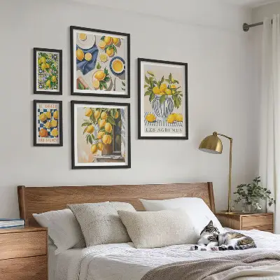 Komplet 5 slik v okvirju z motivom citrusov v provansalskem slogu