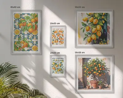 Komplet ujemajočih se slik cvetovi citrusov v vintage slogu