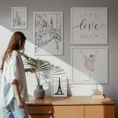 Poliptih v okvirju z motivom elegantnih pariških navdihov