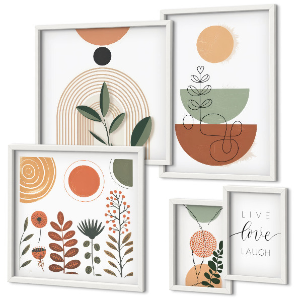 Set 5 slik v okvirju Elegantna rastlinska in geometrijska grafika