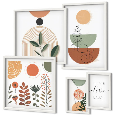 Set 5 slik v okvirju Elegantna rastlinska in geometrijska grafika