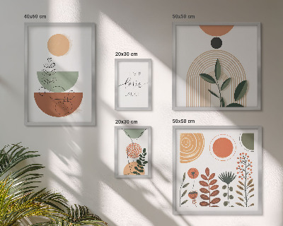 Set 5 slik v okvirju Elegantna rastlinska in geometrijska grafika