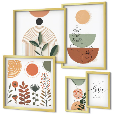 Set 5 slik v okvirju Elegantna rastlinska in geometrijska grafika