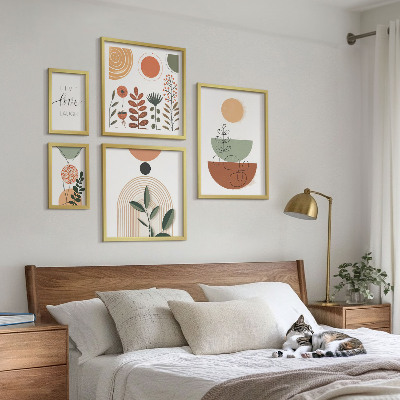 Set 5 slik v okvirju Elegantna rastlinska in geometrijska grafika