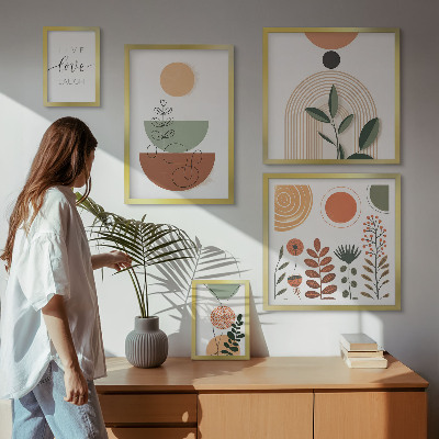 Set 5 slik v okvirju Elegantna rastlinska in geometrijska grafika
