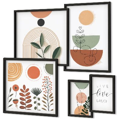 Set 5 slik v okvirju Elegantna rastlinska in geometrijska grafika