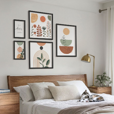 Set 5 slik v okvirju Elegantna rastlinska in geometrijska grafika