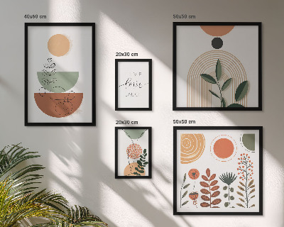 Set 5 slik v okvirju Elegantna rastlinska in geometrijska grafika