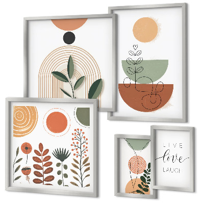 Set 5 slik v okvirju Elegantna rastlinska in geometrijska grafika