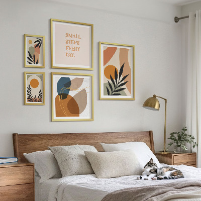 Poliptih v okvirju Elegantna abstraktna grafika rastlin