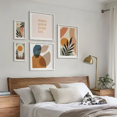 Elegantna abstraktna grafika rastlin poliptih v okvirju