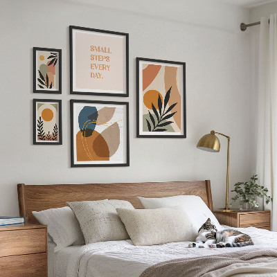 Poliptih v okvirju Elegantna abstraktna grafika rastlin