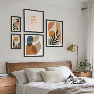 Elegantna abstraktna grafika rastlin poliptih v okvirju