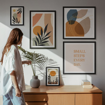 Poliptih v okvirju Elegantna abstraktna grafika rastlin