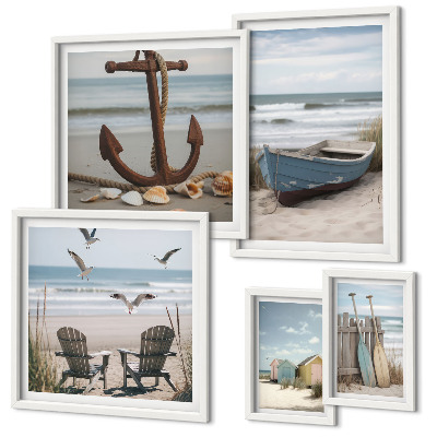 Set 5 slik v okvirju Obmorsko vzdušje, sprostitev, plaža