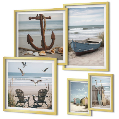 Set 5 slik v okvirju Obmorsko vzdušje, sprostitev, plaža