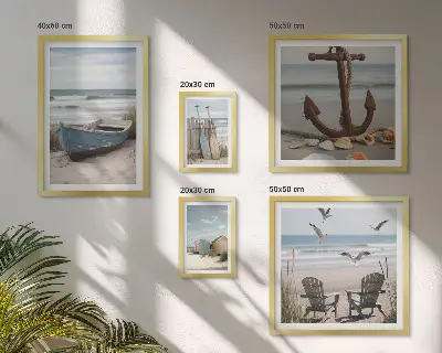 Komplet 5 slik v okvirju obmorsko vzdušje s sproščujočim motivom plaže