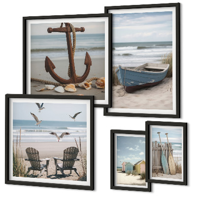 Set 5 slik v okvirju Obmorsko vzdušje, sprostitev, plaža