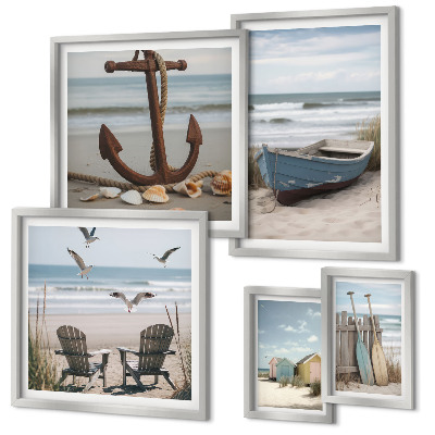 Set 5 slik v okvirju Obmorsko vzdušje, sprostitev, plaža