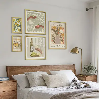 Poliptih v okvirju z motivom rož in sadja v vintage slogu