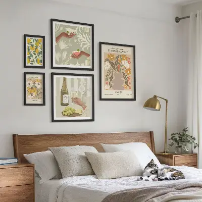 Poliptih v okvirju z motivom rož in sadja v vintage slogu