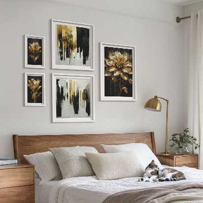 Komplet ujemajočih se slik Cvetlični motivi, eleganca, modernost