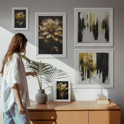 Komplet ujemajočih se slik s cvetličnimi motivi za moderen in eleganten videz