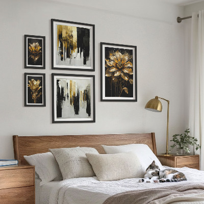 Komplet ujemajočih se slik Cvetlični motivi, eleganca, modernost