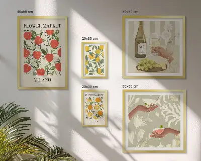 Set 5 slik v okvirju z motivom sejma starinskega sadja in cvetja