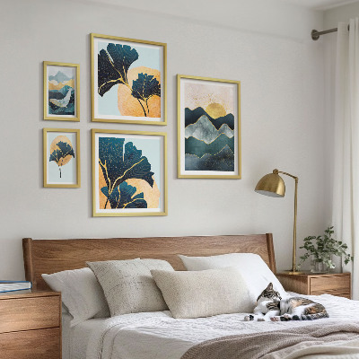 Set 5 slik v okvirju Elegantne gorske rastlinske krajine
