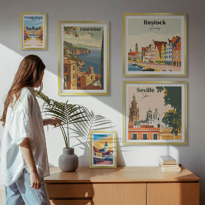 Komplet ujemajočih se slik Pokrajine evropskih mest