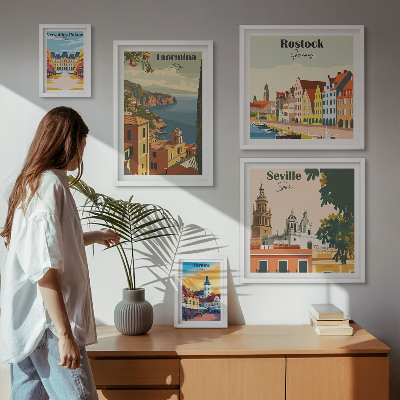 Komplet ujemajočih se slik Pokrajine evropskih mest