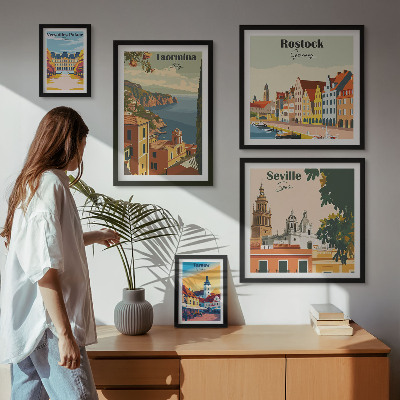 Komplet ujemajočih se slik Pokrajine evropskih mest