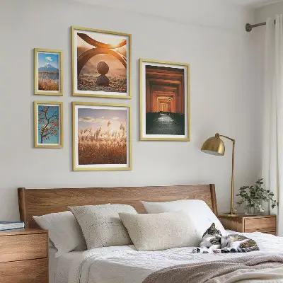 Poliptih Mirne zen pokrajine narave v okvirju