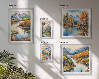 Komplet ujemajočih se slik Jesenska drevesa v gorskih rekah