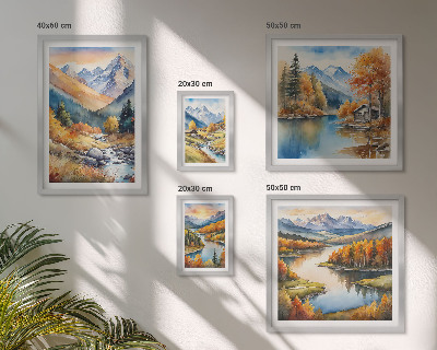 Set 5 slik v okvirju Jesenske gore reke hiše